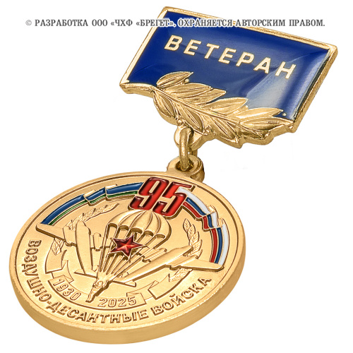 6вдв Медаль Ветеран, латунь 95 лет ВДВ России (1)